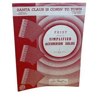 Santa Claus Is Comin' To Town Feist Simplified Accordion Solo 1940s Sheet Music